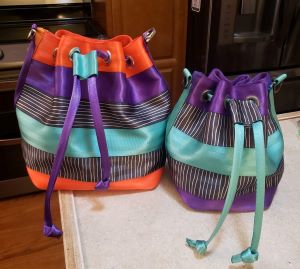 neon seatbelt bucket bag *Not my make but something I can make*