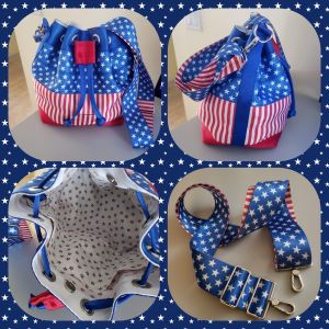 multiple viewpoints of a premade flag bag. Click to access ready to ship page.